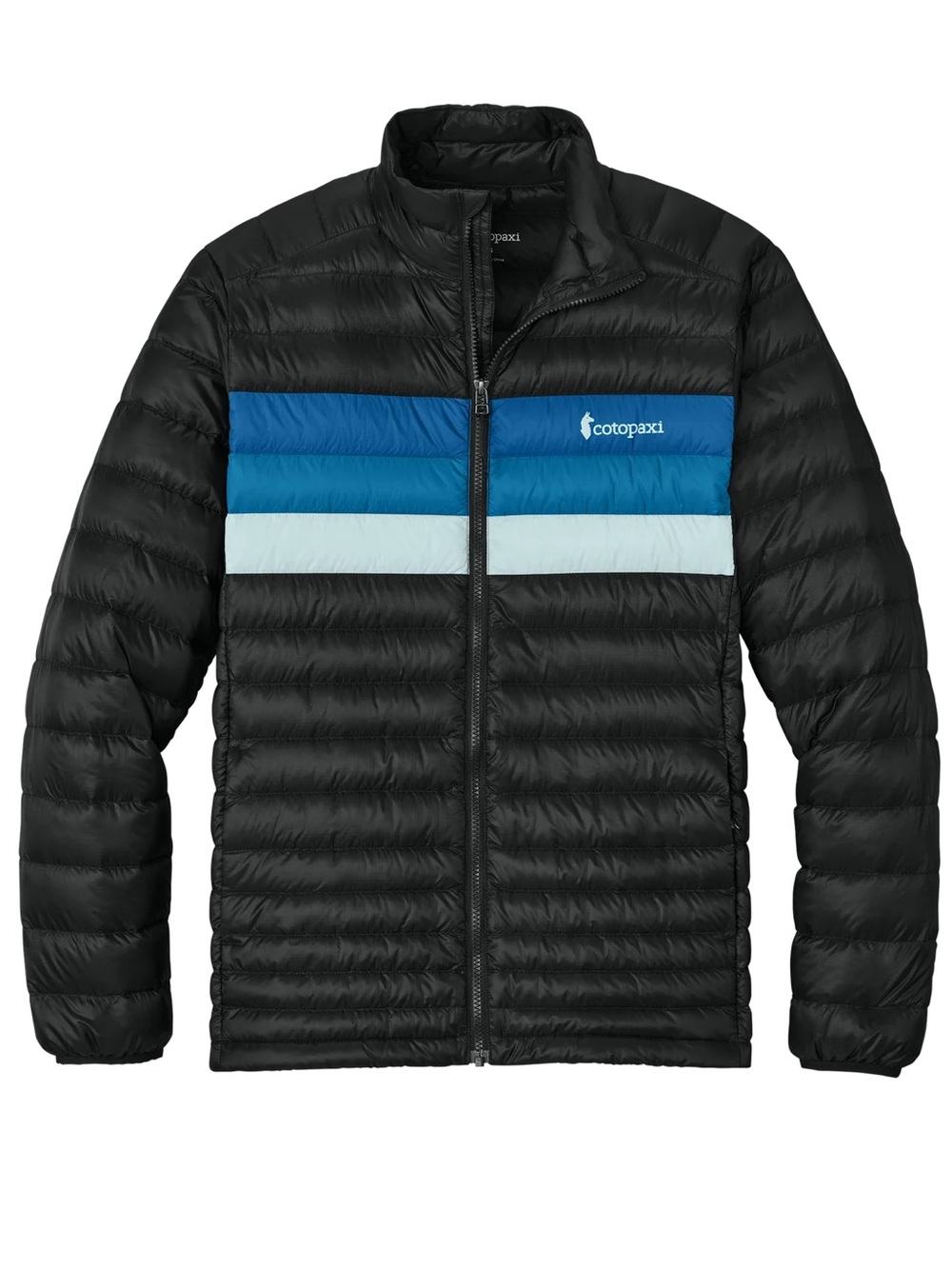 Cotopaxi Fuego Down Jacket in a black & blue colorway NWT Sz Medium